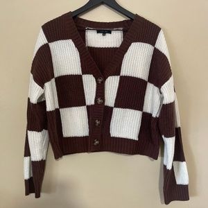 Love Tree Checkered Crop Cardigan | Size Large